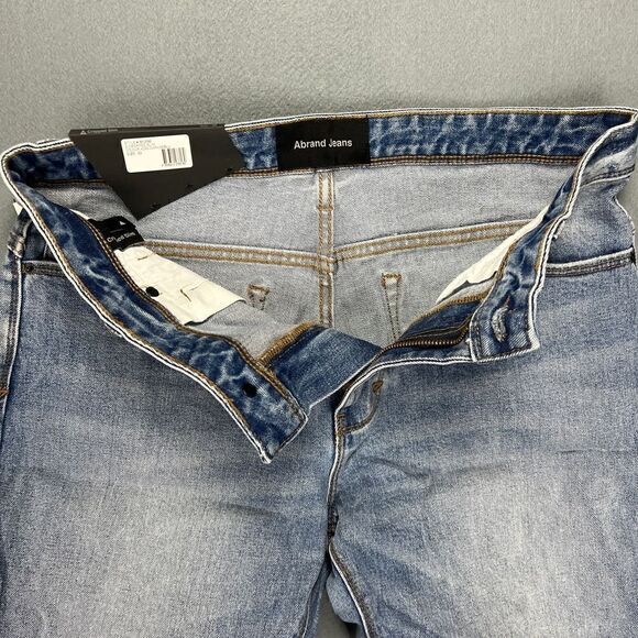 Abrand Jeans Mens 32 Relaxed Slim Taper Ankle Cropped Blue Denim Raw Hem NWT - Picture 3 of 15